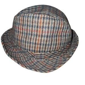 Shandon Vintage Tweed Fedora Hat‎ Size 7 Multicolor Check Unisex